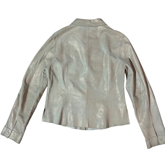 Beige Suede/Gold Snap Down Shirt Size 8 - Picture 5 of 6